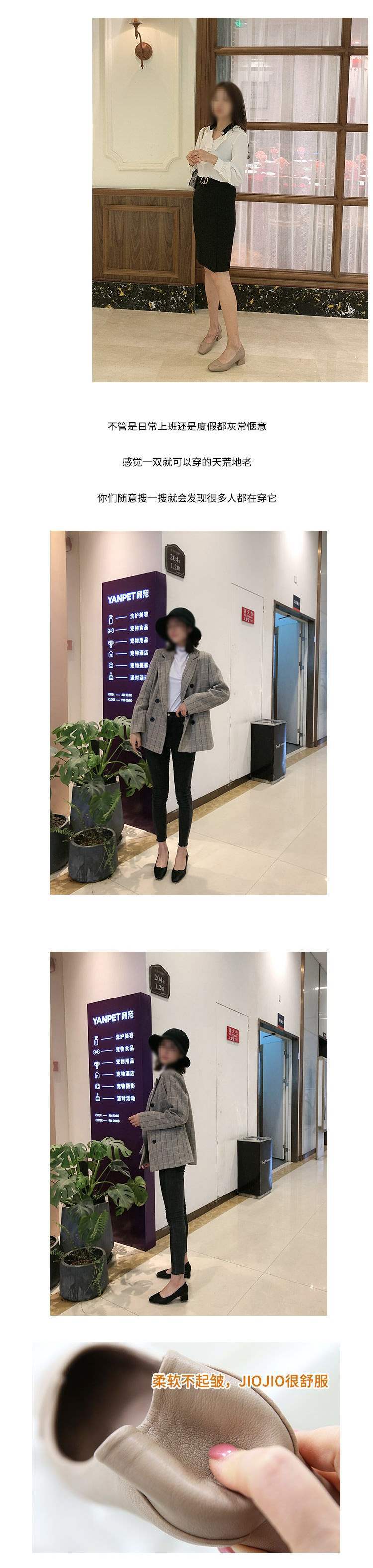 Real Soft Leather Autumn New Style Women's Single Shoes Thick Heel Shallow Mouth High Heels Korean Style Mom Shoes Mid Heel Versatile Grandma Shoes