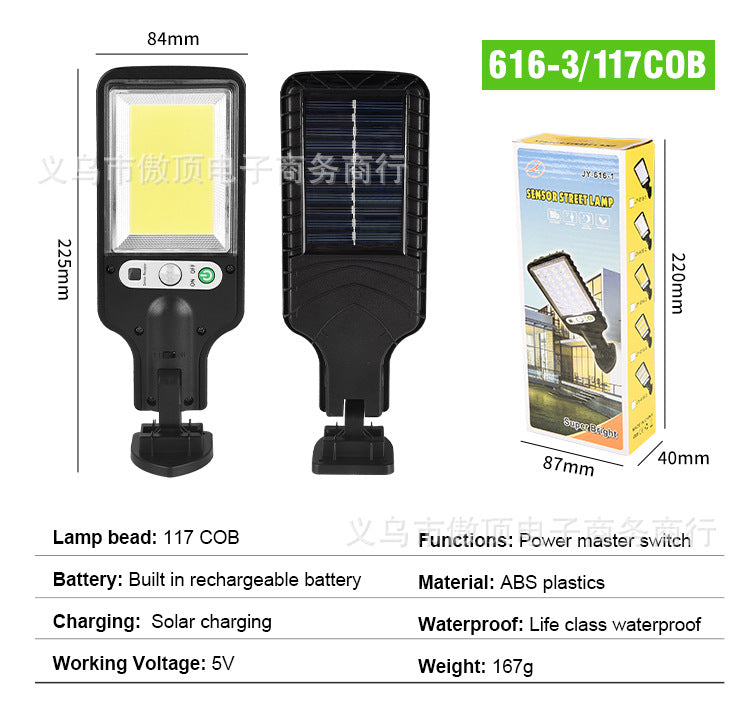 Outdoor Solar Street Light New Human Body Sensing Garden Light with Remote Control LED Wall Lamp Waterproof Garden Light