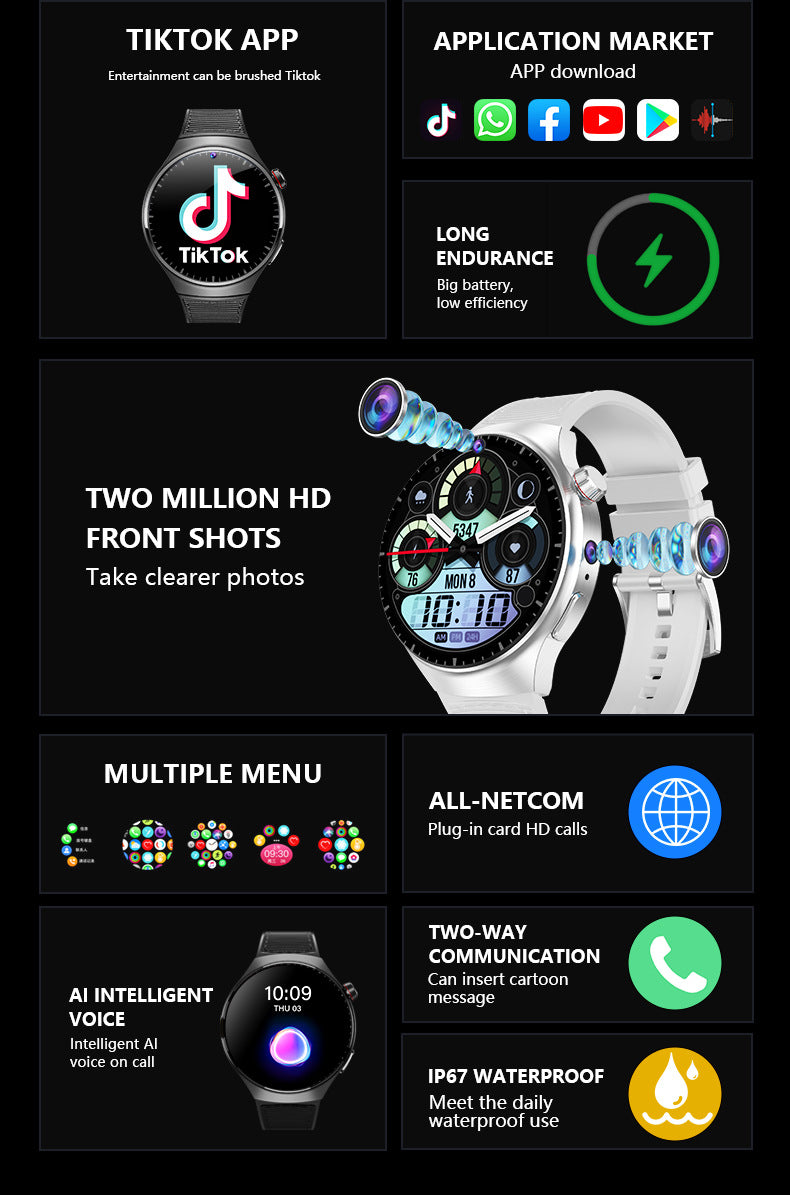 B14Smart Watch5G Plug-in Card Full Netcom Google Store APP Download Dual Camera Video Call Photography