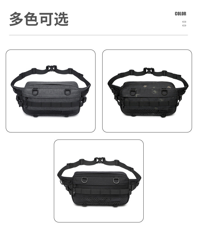 OZUKO Tactical Waist Bag Men's Crossbody Bag Multifunctional waterproof outdoor sports trendy brand portable bag