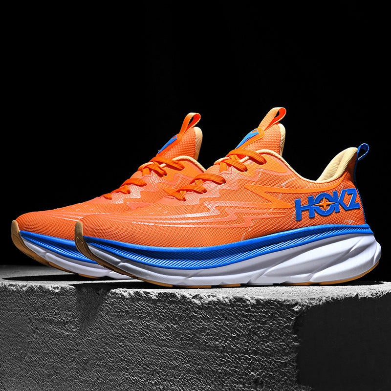 Foreign Trade New Running Shoes for Men and Women, Mesh Breathable Lightweight Cushioned Non-Slip Marathon Shoes for Long Distance Running and Jogging Training