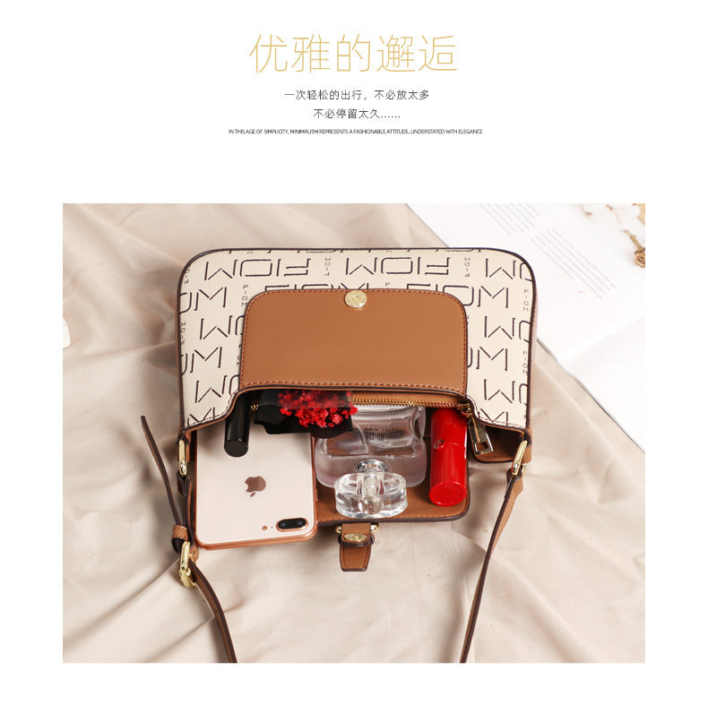 2024New Fashion Women's Bag Trendy Cowhide Letter Underarm Bag Niche Women's Shoulder Handbag