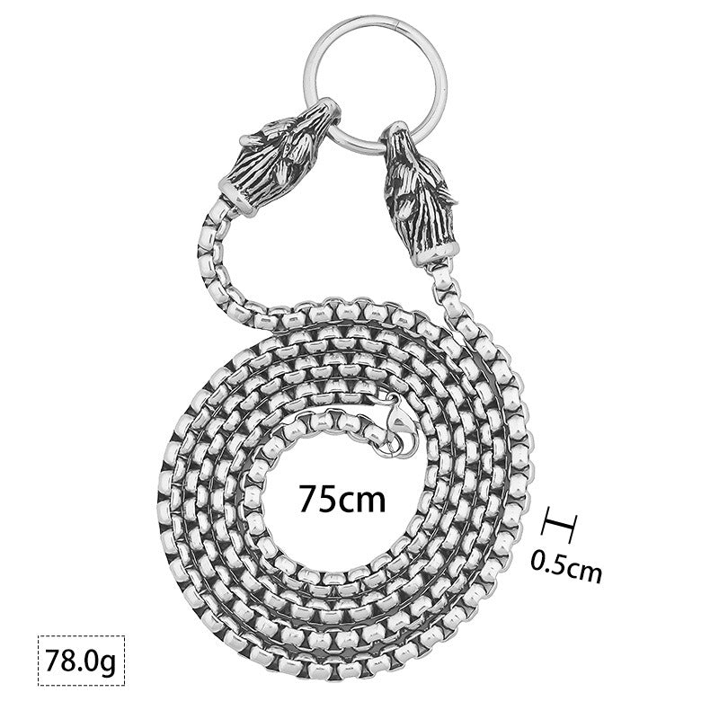 Viking Stainless Steel Wolf Head Odin Warrior Cross Pendant Necklace AliExpress Exclusive for Men Titanium Steel