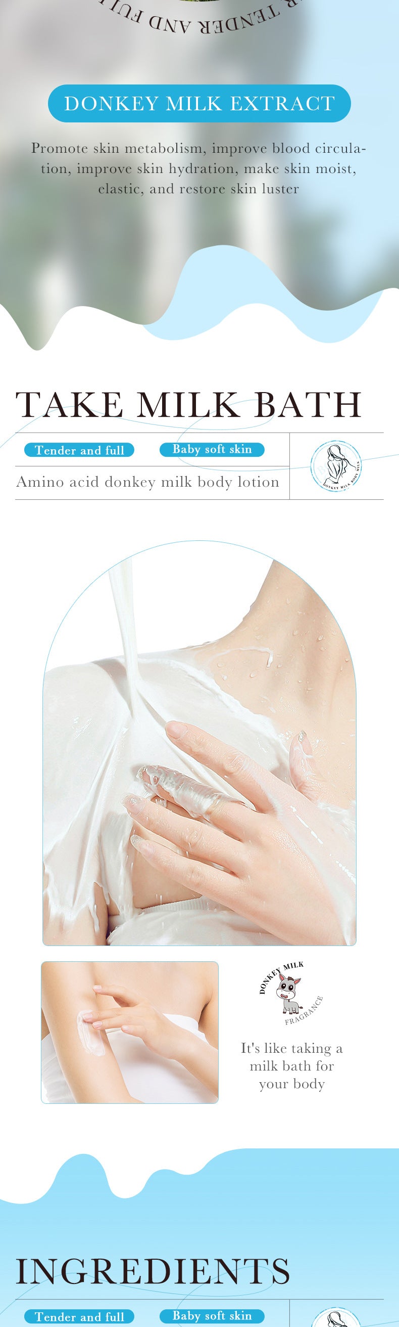 Donkey Milk Body Lotion256gZOZU Amino Acid Moisturizing Refreshing Body Lotion Cross-Border Wholesale