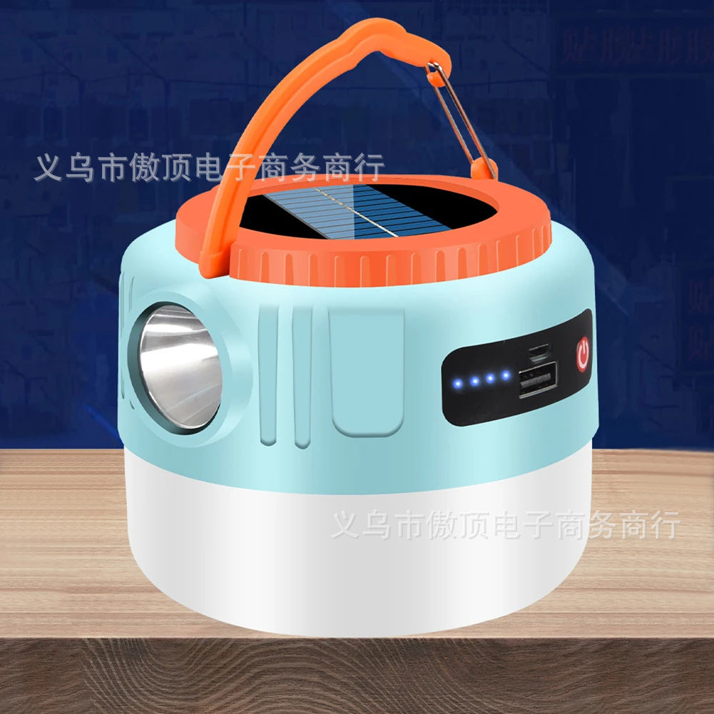 Solar Camping Light LED Outdoor Emergency Light USB Rechargeable Street Stall Night Market Remote Control Camping Light Flashlight