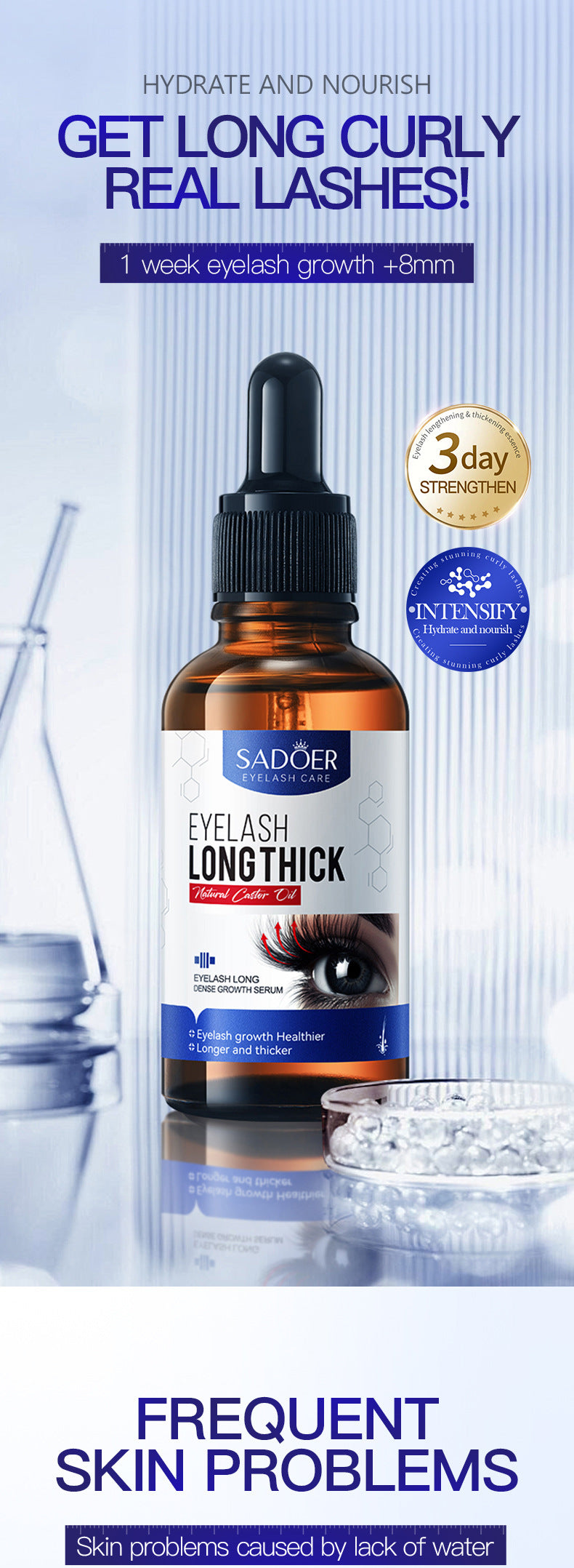 Full English Curling Eyelashes Thick Mascara SADOER Long and Dense Essence Liquid  Wholesale