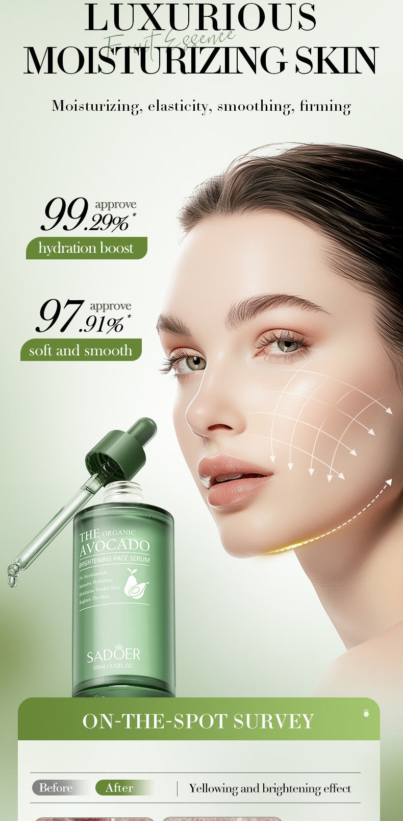 Avocado Niacinamide Brightening Essence SADOER Moisturizing Essence Cross-Border Wholesale