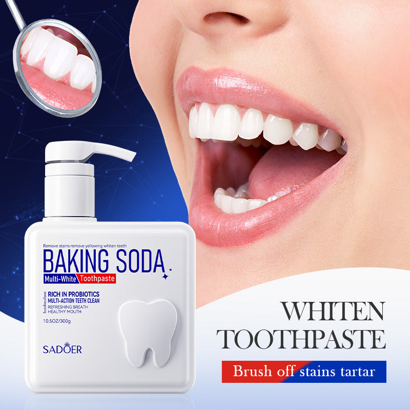 Full English Pump Toothpaste SADOER Baking Soda Probiotics Teeth Cleaning Oral Freshness  Wholesale