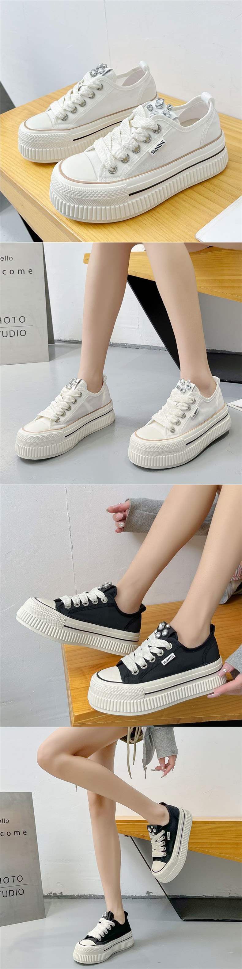 Korean style mesh breathable thick-soled white sneakers for women2025Summer new thin versatile rhinestone sports casual sneakers