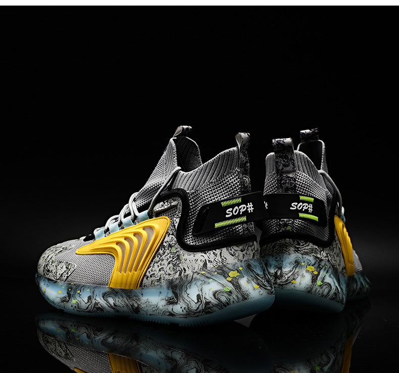 2025New National Fashion Casual Shoes Breathable Mesh Patchwork Men's Shoes Thick Sole Height Increasing Non-Slip Wear-Resistant Sports Shoes