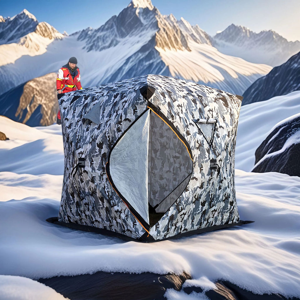 Cold-Proof Multi-Person Snow Fishing House Easy-to-Carry Sauna Winter Fishing Tent Outdoor Winter Fishing Cotton Fabric Warm Ice Fishing Tent