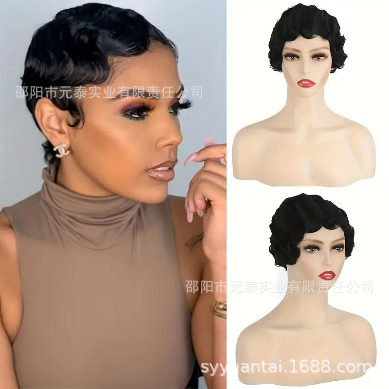 Human Hair Pixie Cut Wig Water Wave Elegant Wig Short Wigs