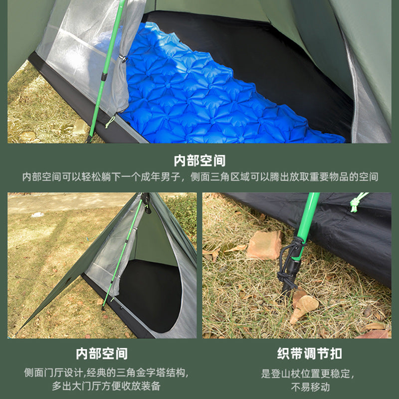 Wholesale Ultra-light Single Tent Outdoor Silicone Coated Nylon Tear-resistant Triangle Camping Hiking Waterproof Pyramid Lightweight