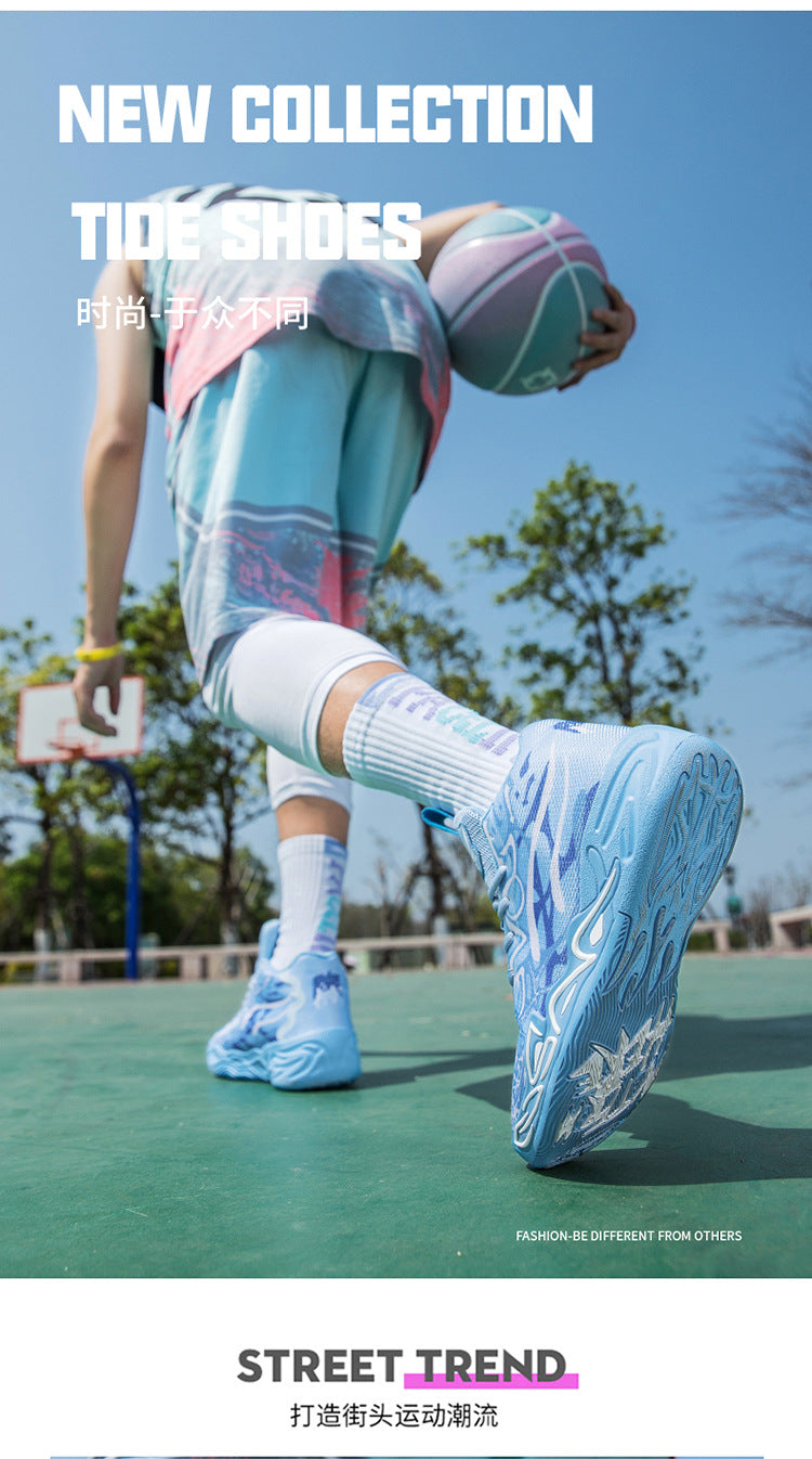 Fashion Trend Basketball Shoes New Youth Mandarin Duck Mesh Breathable Sports Shoes High-Top Training Boots