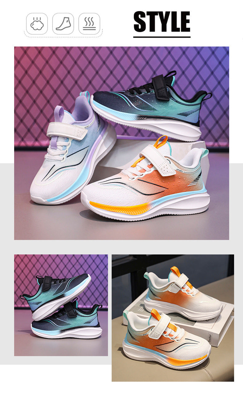 Children's Ultra-light Shock-absorbing Anti-slip Running Shoes Spring and Summer Medium and Large Children's Mesh Breathable Sports Shoes Children's Shoes Breathable Shock-absorbing