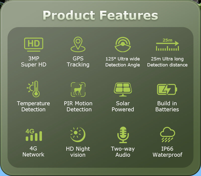 Camouflage Outdoor Forest Solar4G Camera GPS Positioning Outdoor Detection Night Vision Animal Detection Camera