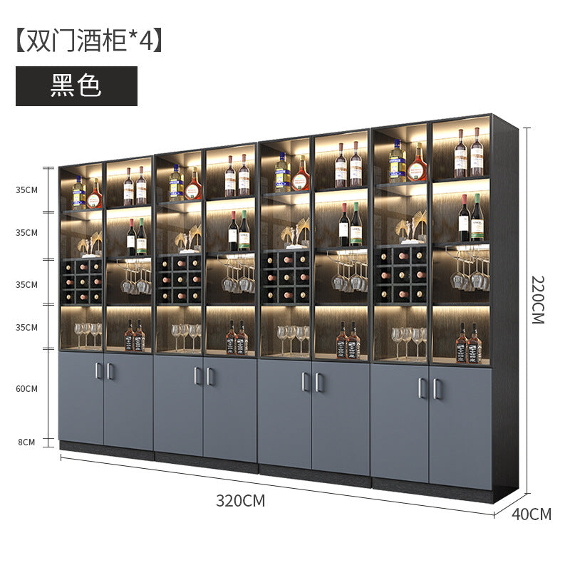 Glass Wine Cabinet for Living Room, Wall-Mounted, Modern Minimalist, Light Luxury, Double-Door Wine Cabinet, Home Dining Side Cabinet, High-End Display Storage Cabinet