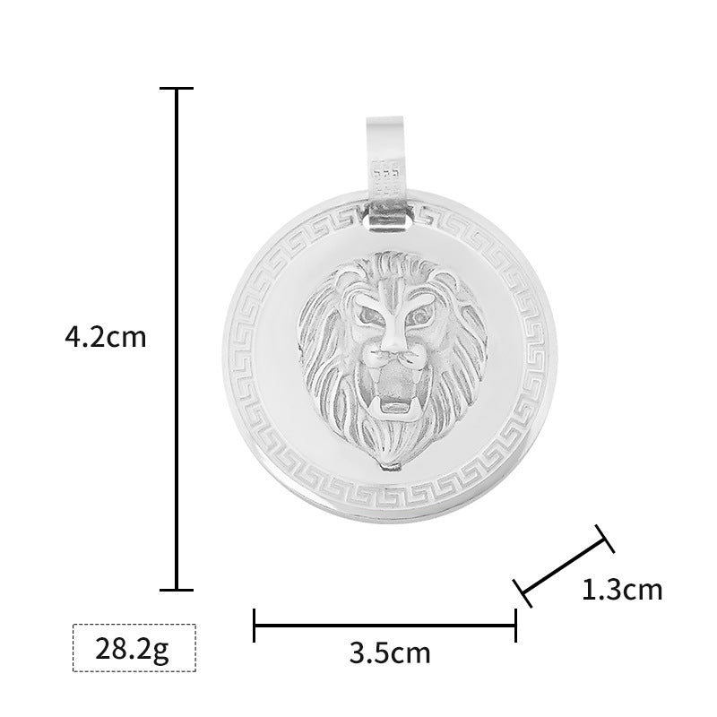 New Stainless Steel 3D Relief Lion Head Pendant European and American Hip Hop Personality Trendy Brand Titanium Steel Necklace Wholesale