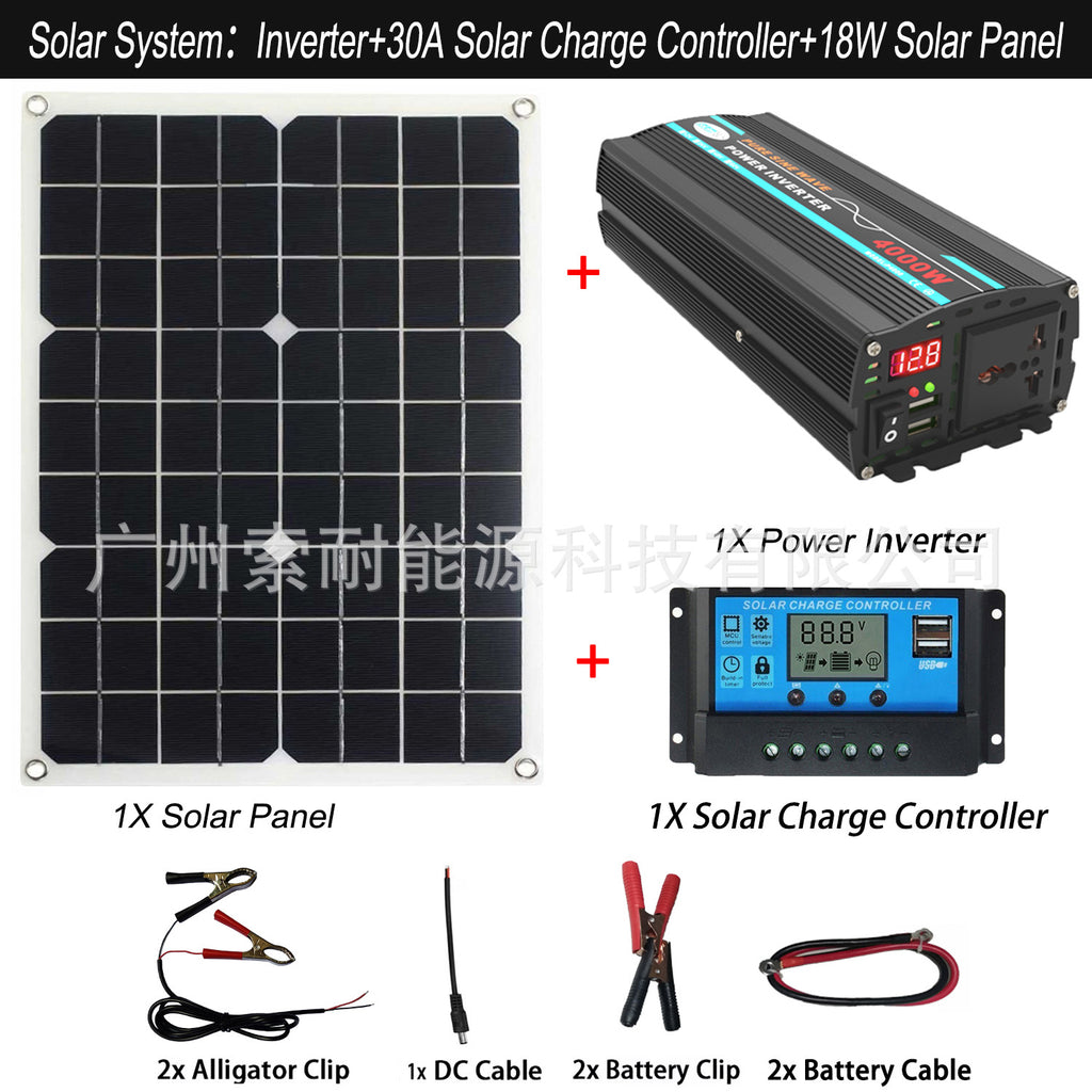 Pure Sine Wave Solar Power Kit System Configuration30A Controller 18W/36W Solar Panel Solar System