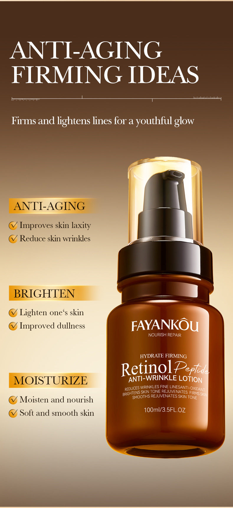 Full English Retinol Peptide Skincare Series  FAYANKOU Amino Acid Facial Cleanser  Wholesale