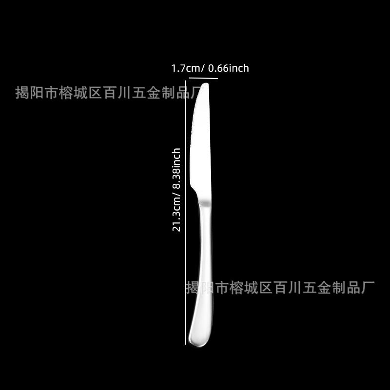 201Stainless Steel Knife Fork Spoon Heavy Moonlight Tableware Western Food Hotel Household Steak Knife Fork Dessert Spoon Wholesale