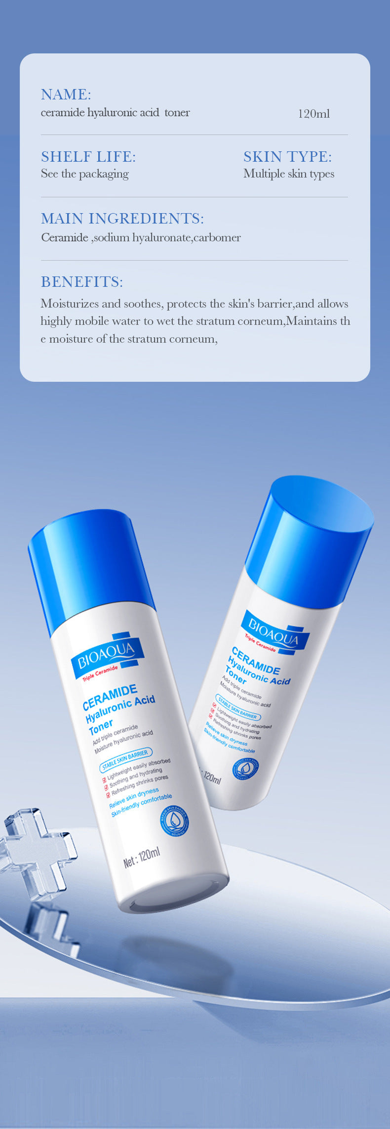 BIOAOUA Ceramide Hyaluronic Acid Moisturizing Toner Tightening Moisturizing Water  Wholesale