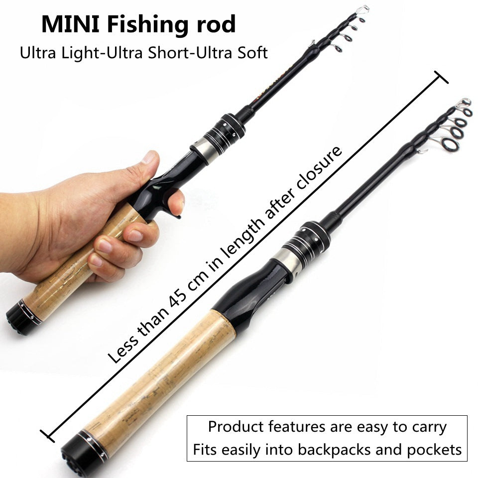 Portable Telescopic Lure Rod ul European and American Style Carbon Fiber Short Section Fishing Rod with Cork Handle