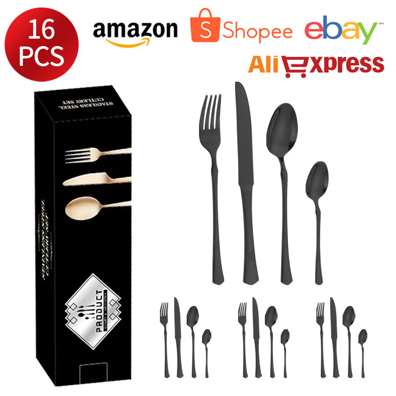 Stainless Steel Cutlery Western Steak Knife and Fork6Restaurant Crown Knife, Fork, and Spoon for One Person24Piece Suit