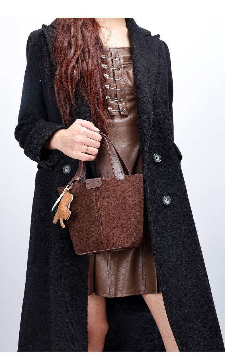 European and American Retro Melad Niche Matte Handheld Bucket Bag Fashion Women's Bag Light Luxury Single Shoulder Crossbody Bag