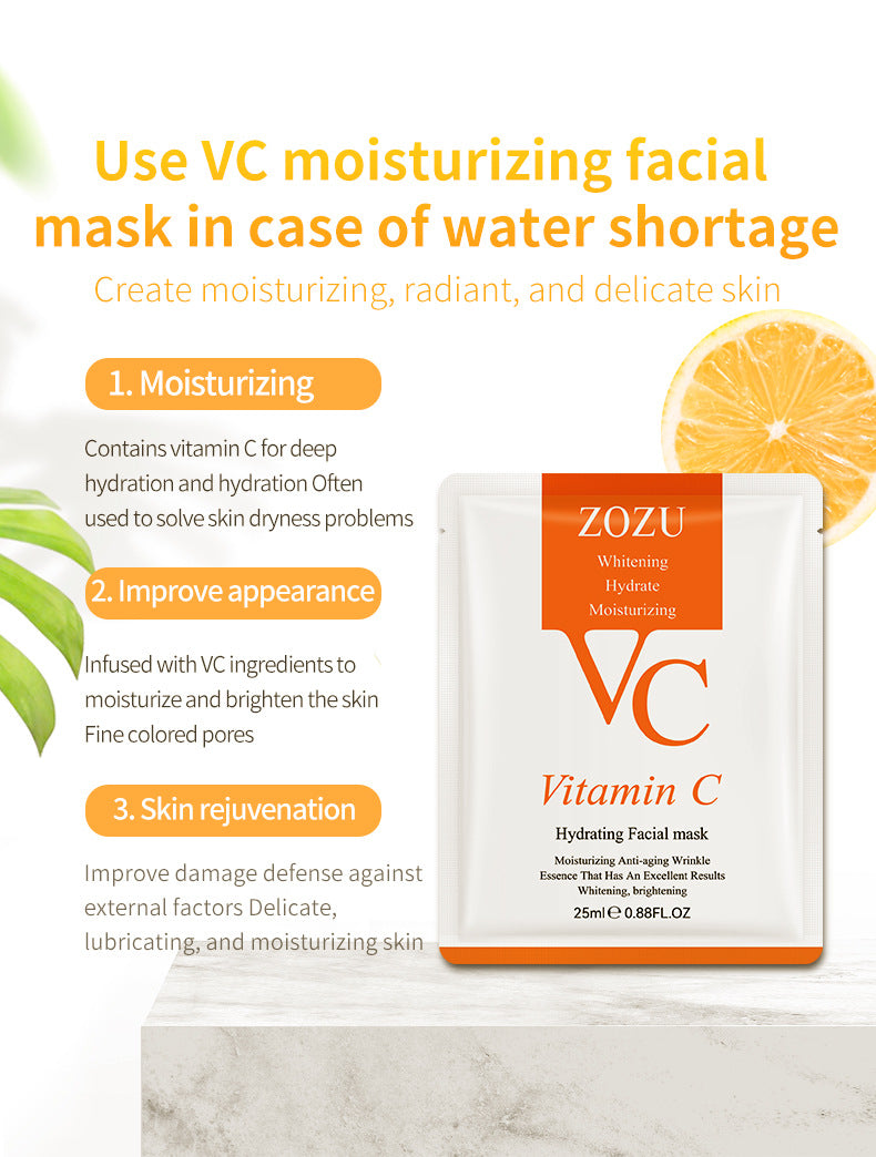 VC Facial Mask ZOZU Vitamin C Hydrating Moisturizing and Nourishing  foreign trade skincare products live wholesale
