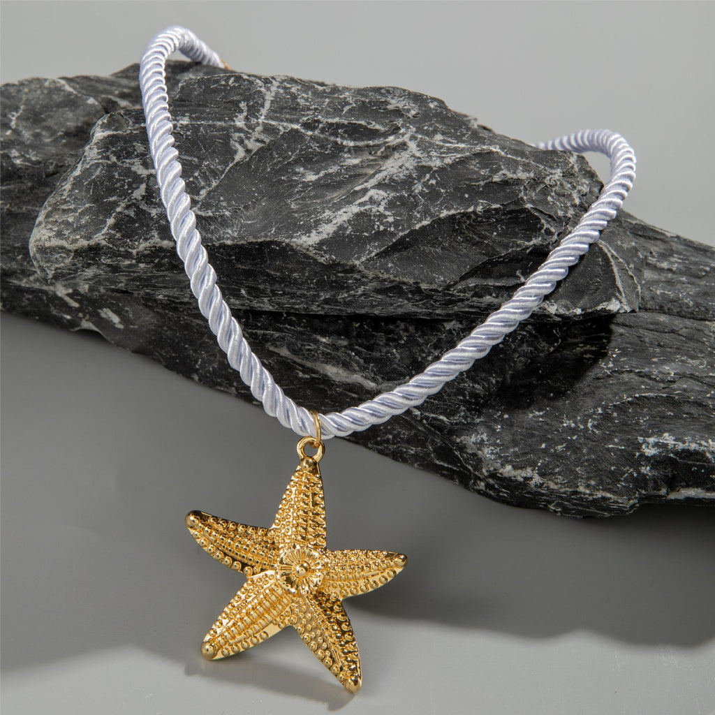 European and American Metal Ocean Style Starfish Pendant Necklace Jewelry Personality Exaggerated Star Beach Vacation Necklace for Women
