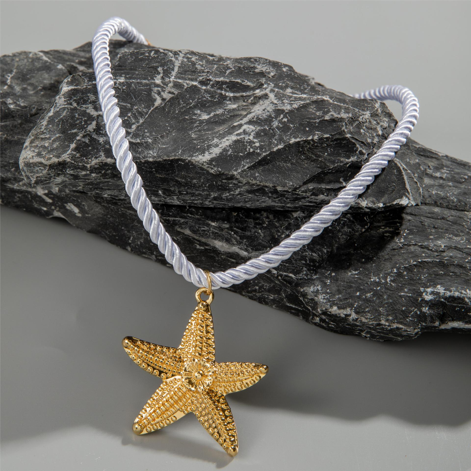 European and American Metal Ocean Style Starfish Pendant Necklace Jewelry Personality Exaggerated Star Beach Vacation Necklace for Women