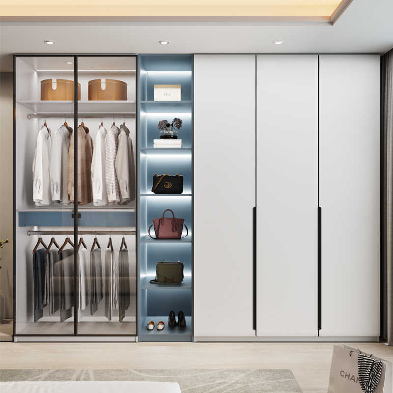 Aluminum Alloy Wardrobe Simple Modern Flat Aluminum Wardrobe Bedroom Wardrobe Full Aluminum Home Furnishing Factory Direct