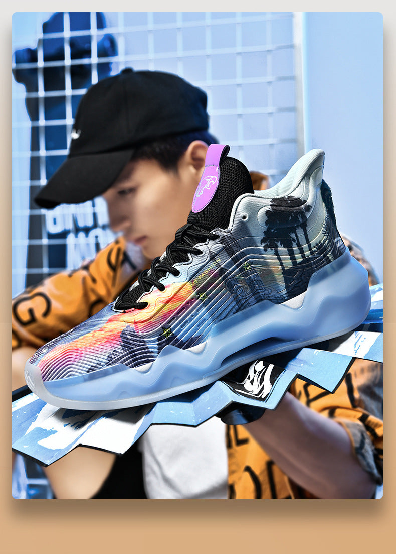 2025New Fashion Rubber Sole Sports Trendy Shoes for Teenagers, Personalized Professional High-Top Wear-Resistant Basketball Shoes