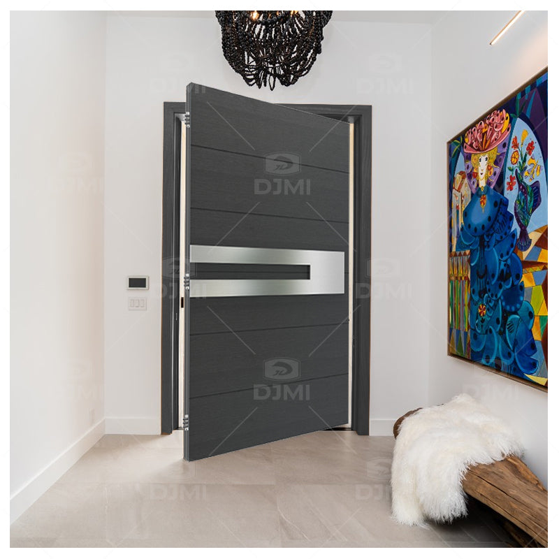 European Luxury House Front Modern Pivot Doors With Handle Wooden Entrance Door Modern Villa Main Door