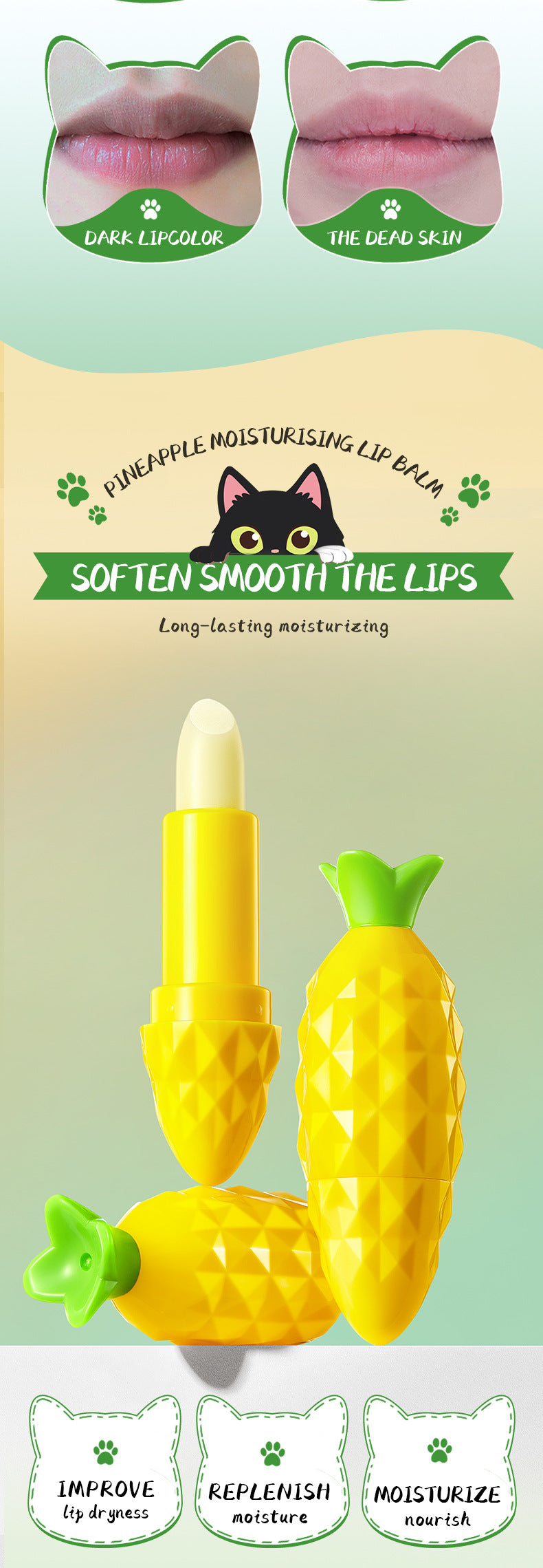 Pineapple Lip Balm SADOER Autumn and winter moisturizing lip balm wholesale for cross-border trade
