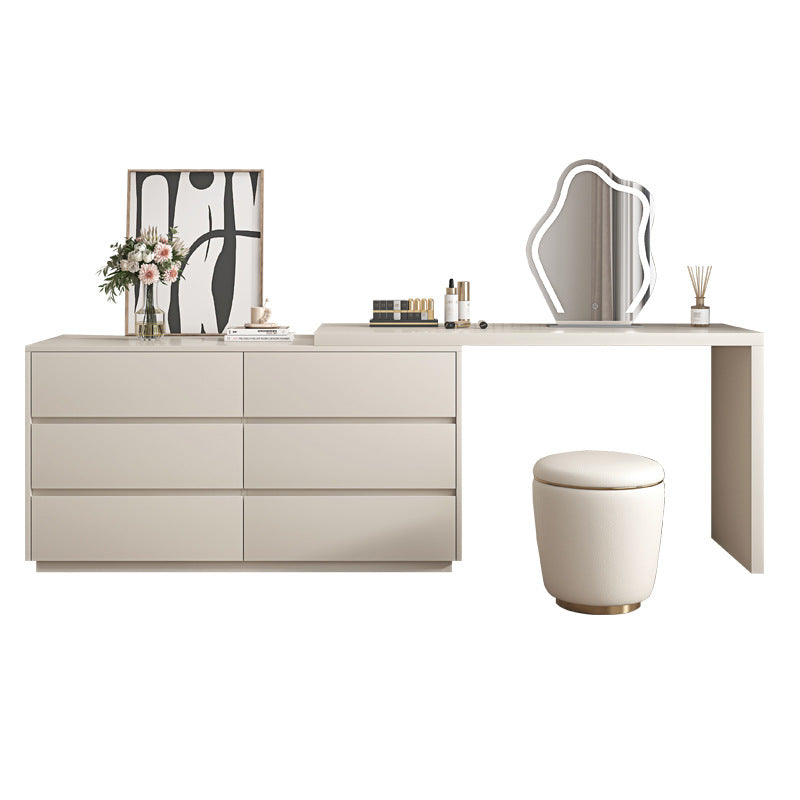 Custom Light Luxury Dressing Table Bedroom Small Apartment Modern Simple Skin Feel Gray Makeup Table Integrated Cabinet Makeup Desk Minimalist