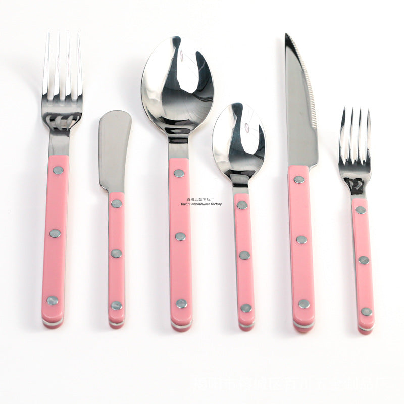 Stainless Steel Knife, Fork, and Spoon Three-Piece Set ins Wind Tableware Set Knife and Fork Cream Style Steak Western Knife and Fork Set