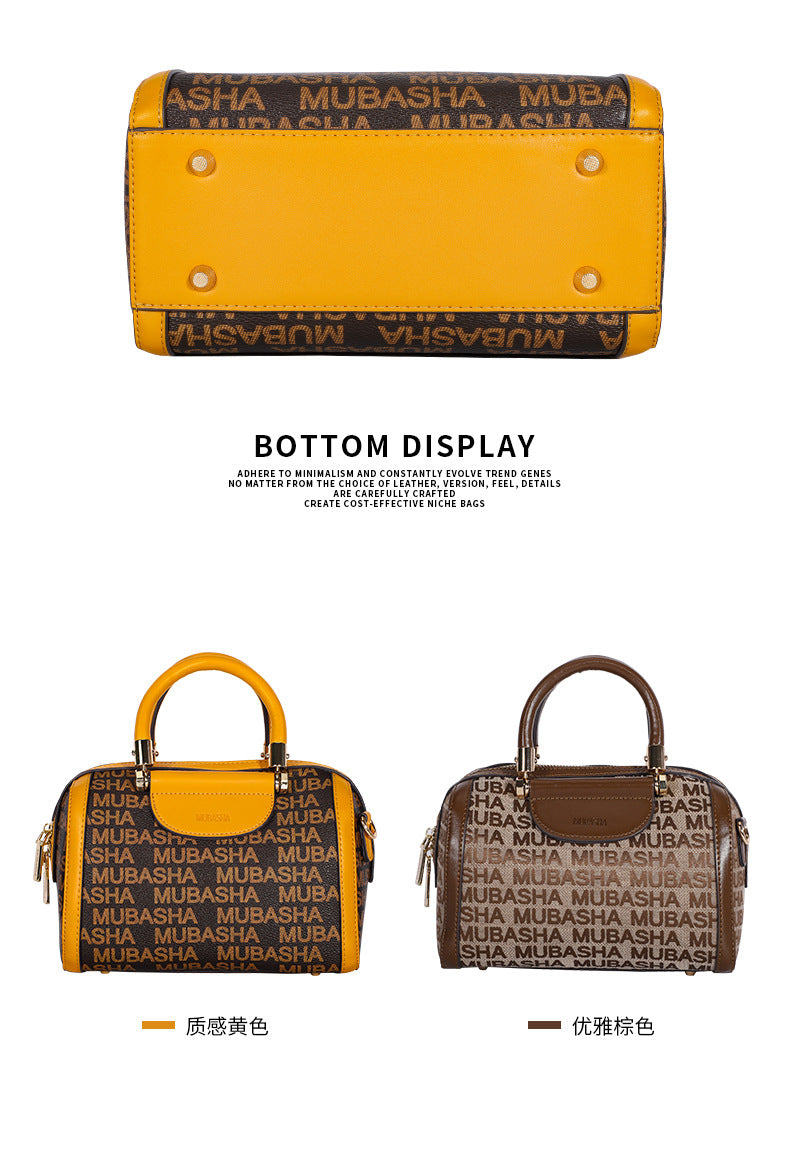 2024New Fashion Boston Bag Printed Retro Pillow Bag Handheld Shoulder Bag Personalized Crossbody Bag European and American Style Bag