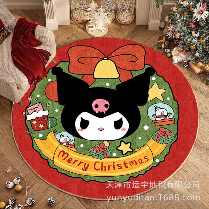 Christmas Carpet Round Living Room Mat Christmas Decoration Atmosphere Mat Christmas Tree Mat Labeling and Shipping