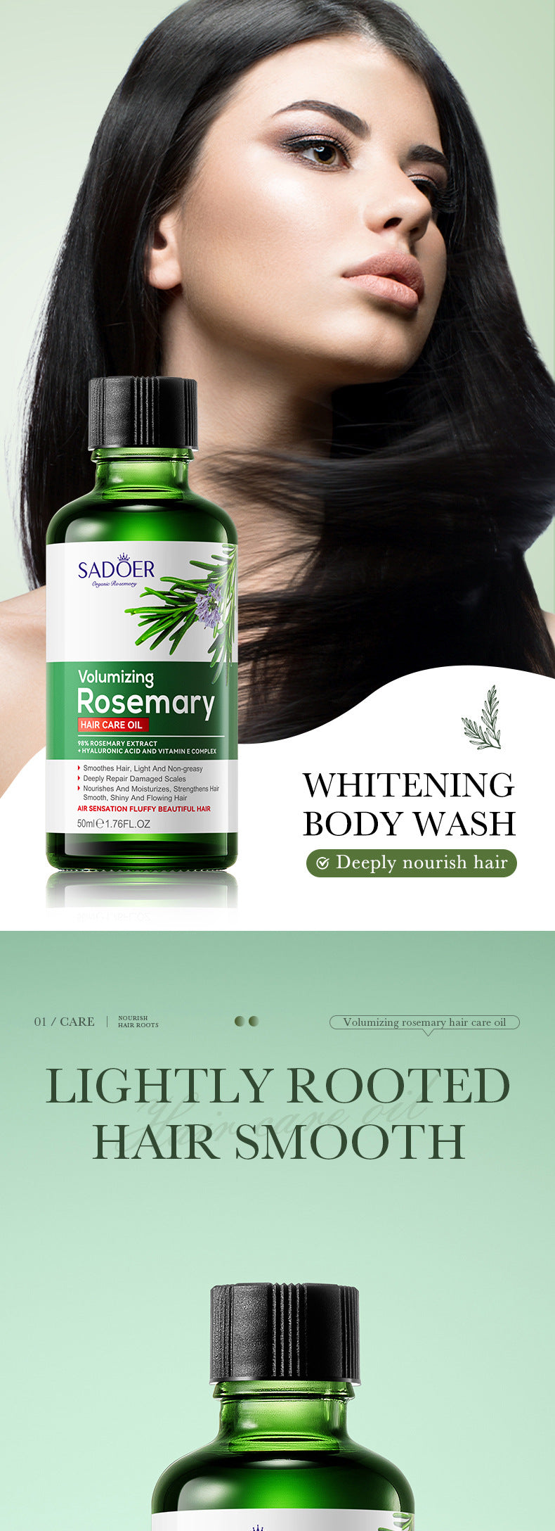 Rosemary Hair Care Essential Oil SADOER  foreign trade wholesale of essential oils for improving dry and frizzy hair