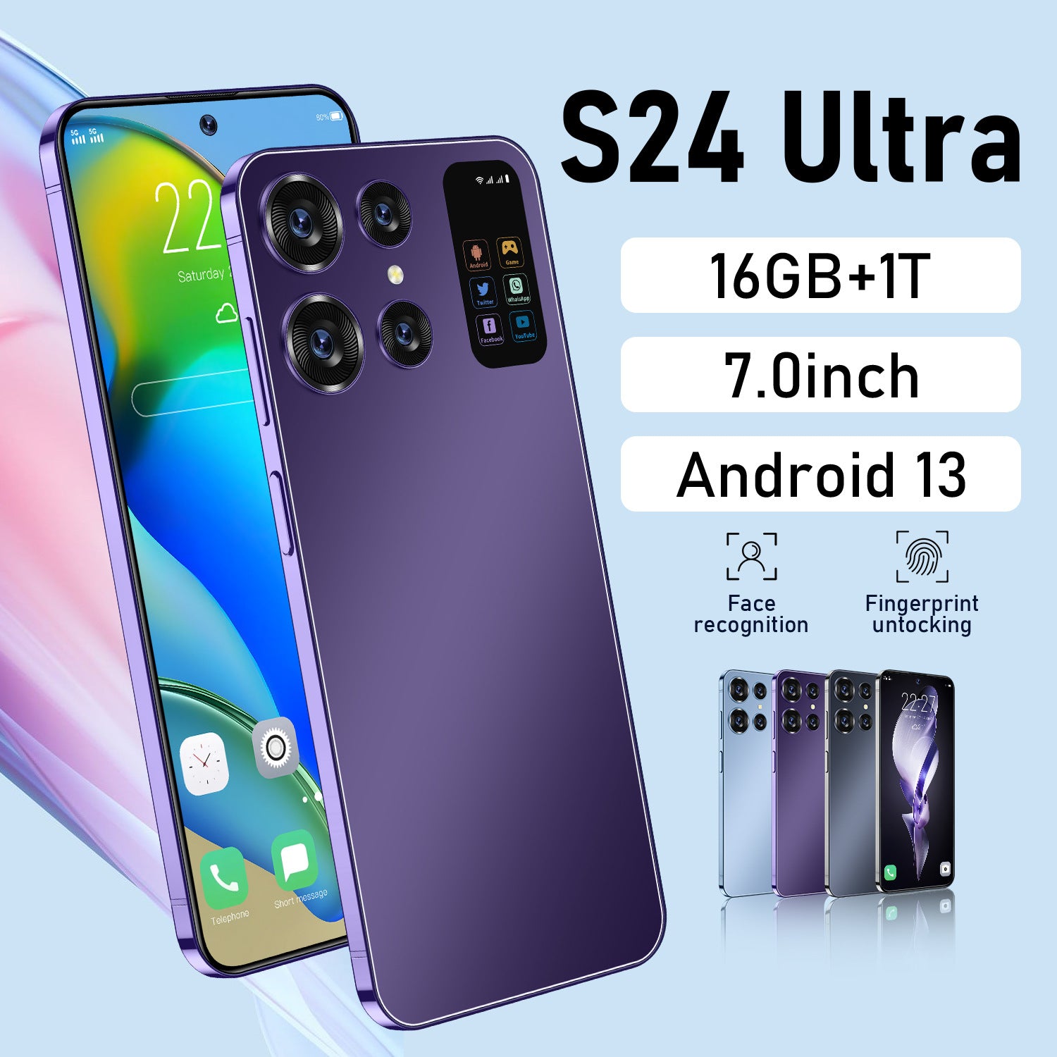 Exclusive Supply S24 Ultra Mobile Phone16+1TB Large Memory7.0High-definition screen source manufacturer available