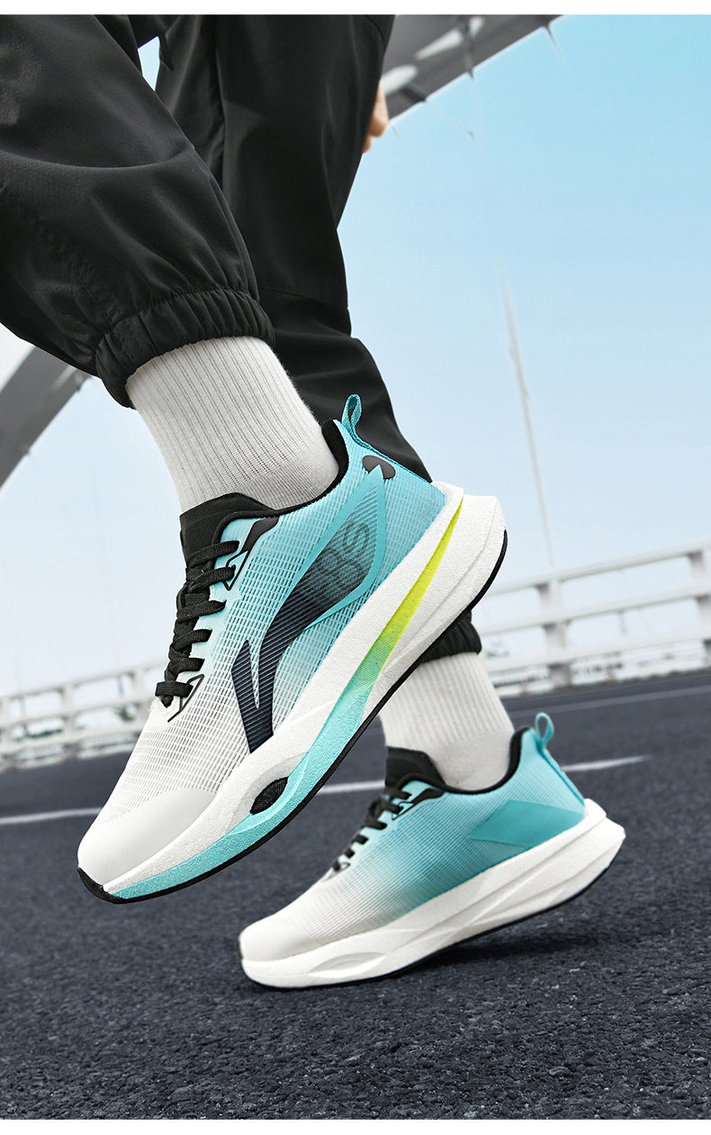 Autumn and Winter New Style Wind Chasing por Double Mesh Real Explosive Carbon Plate Rebound Cushioning Running Shoes Student Racing Training Sports Shoes