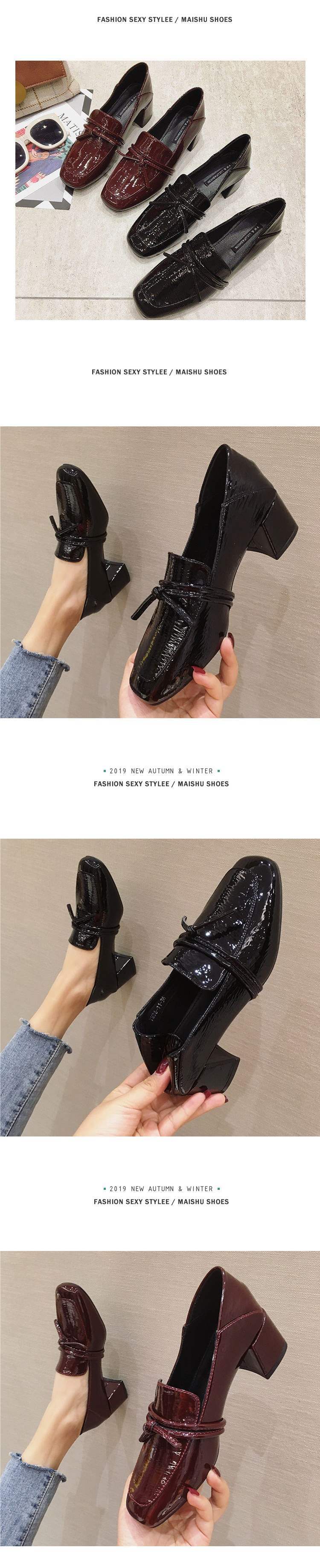 Small Leather Shoes for Women2025Spring New Retro Square Toe Soft Leather Chunky Heel Single Shoes High Heel Women's Shoes British Style Loafers