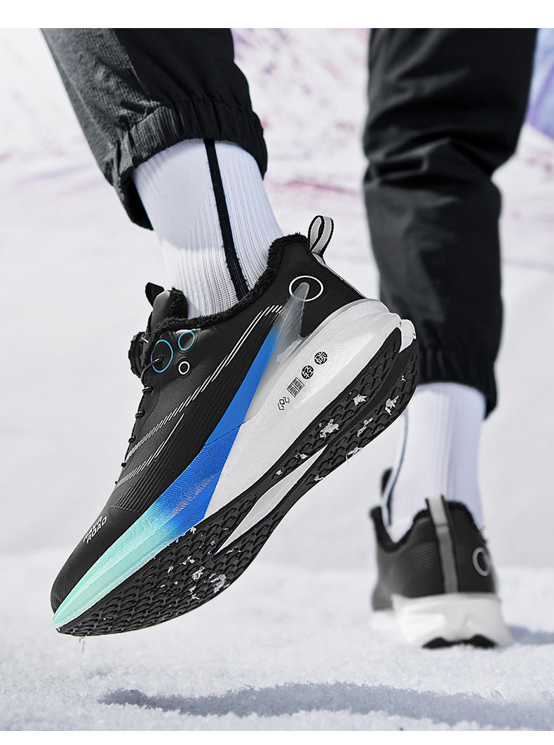 Red Rabbit8PRO Real Explosive Carbon Plate Youth Racing Leather Surface Fleece-Lined Warm Running Shoes for Men and Women with Rotating Buckle Sports Shoes