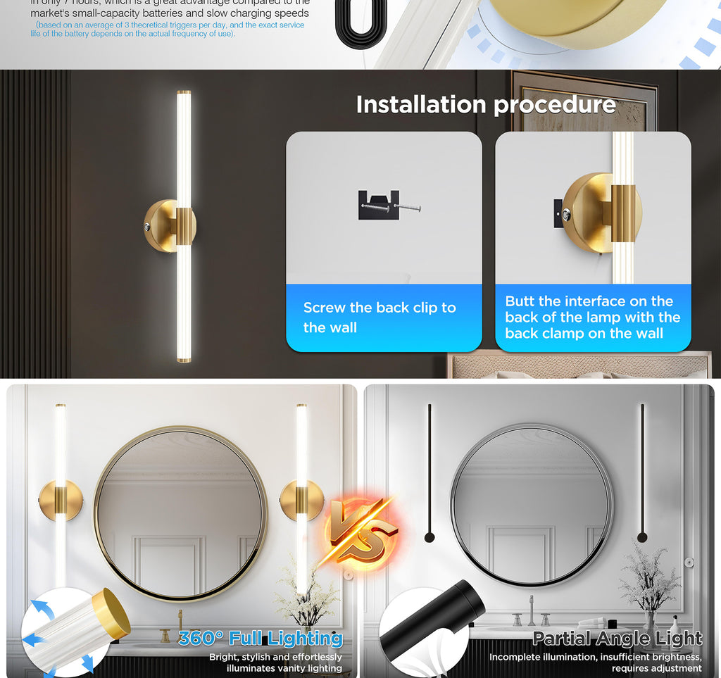 Light Guide Column Rechargeable Wall Lamp Indoor Wall Lamp No Wiring Wall Lamp Magnetic Wall Lamp Strip Wall Lamp Bestseller