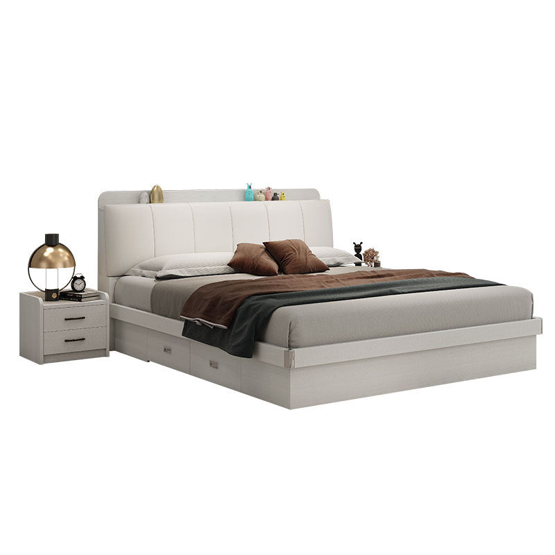 Light Luxury Master Bedroom Bed Matching Wedding Bed1.5Rice1.8Double White Leather Soft Bag High Box Storage Bed High Box Storage
