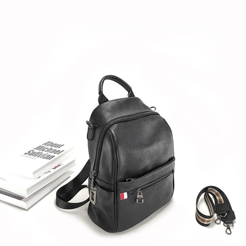 Anti-theft Backpack for Women Genuine Leather Travel Backpack with Fingerprint Unlock Versatile Casual Large Capacity Shoulder Bag