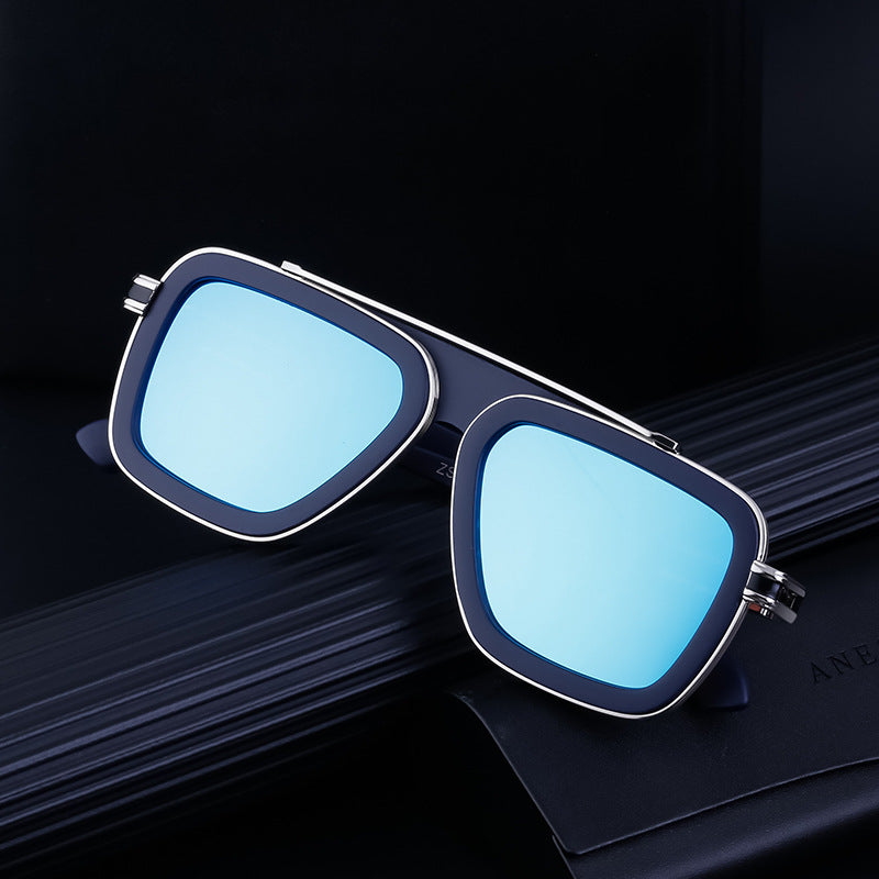 European and American Retro Square Frame Sunglasses for Men, Trendy European and American Punk Style, Internet Celebrity Same Style Sunglasses for Women ins Wind shades