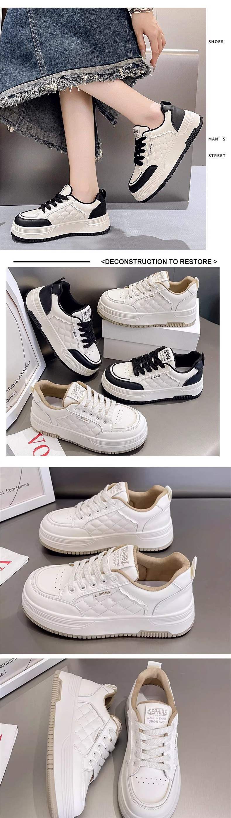 Platform White Shoes Women2025New Autumn Winter Fashion Casual Lightweight Versatile Platform Sneakers Dad Shoes